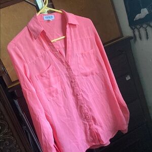 Express Pink Button-Up Blouse